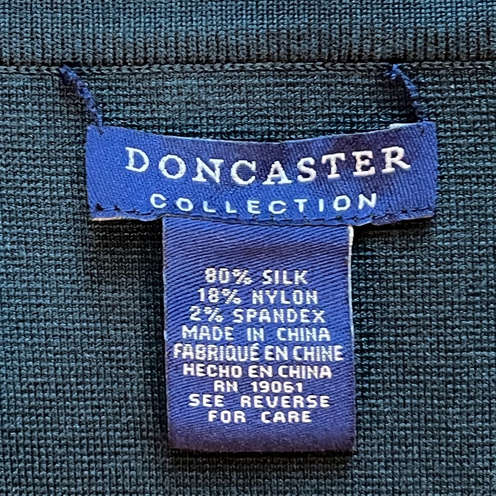 Doncaster Teal Green Silk Jersey Knit Long-Sleeve Shirt - Picture 2 of 9